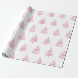 Roze Kerstbomen Cadeaupapier