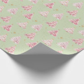 Roze Kerstbomen Cadeaupapier (Hoek)