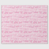Roze kerstbomen cadeaupapier (Vlak)