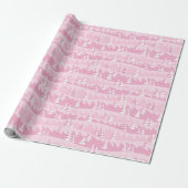 Roze kerstbomen cadeaupapier (Uitgerold)