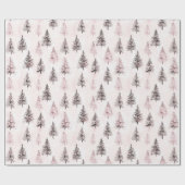 Roze Kerstbomen Cadeaupapier (Vlak)