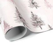 Roze Kerstbomen Cadeaupapier (Rol Hoek)