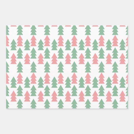 Roze kerstbomen en sierbomen inpakpapier vel (Voorkant 2)
