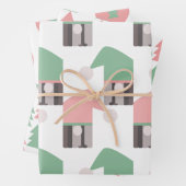 Roze kerstbomen en sierbomen inpakpapier vel (In situ)