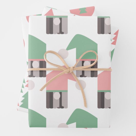 Roze kerstbomen en sierbomen inpakpapier vel (In situ)