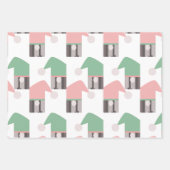 Roze kerstbomen en sierbomen inpakpapier vel (Voorkant)