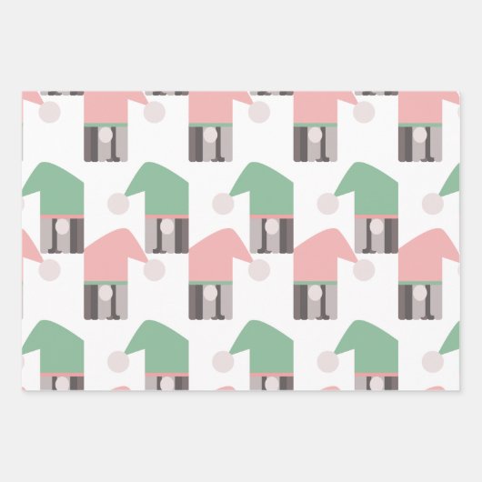 Roze kerstbomen en sierbomen inpakpapier vel (Voorkant)