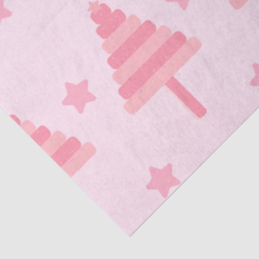 Roze kerstbomen en sterren kerst tissuepapier (Detail)