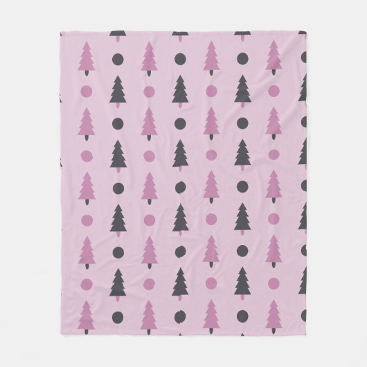 Roze kerstbomen fleece deken (Voorkant)