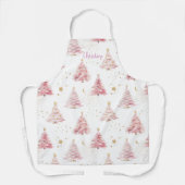 Roze kerstbomen gepersonaliseerd schort (Voorkant)