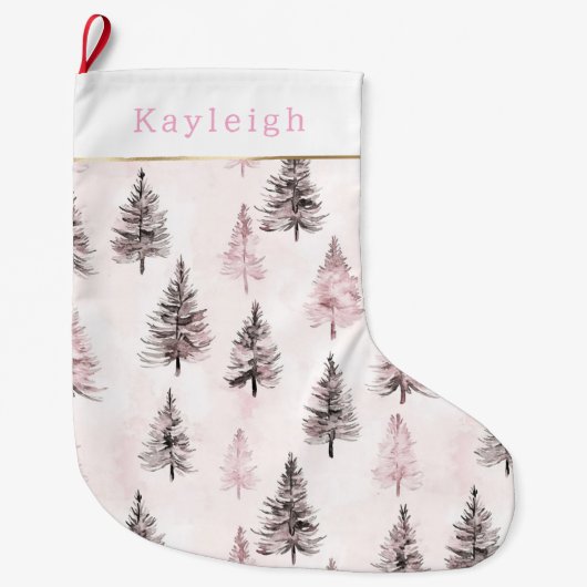 Roze Kerstbomen Grote Kerstsok (Voorkant)