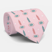 Roze kerstbomen herhalingspatroon stropdas (Opgerold)