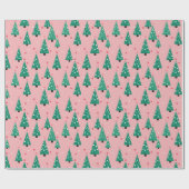 Roze kerstbomen inpakpapier (Vlak)