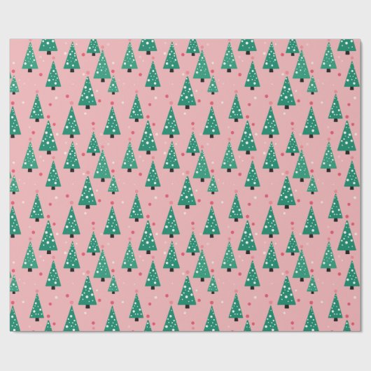 Roze kerstbomen inpakpapier (Vlak)
