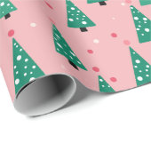 Roze kerstbomen inpakpapier (Rol Hoek)