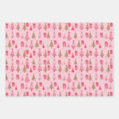 roze kerstbomen inpakpapier vel (Voorkant 3)