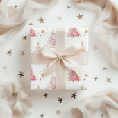 Roze kerstbomen inpakpapier vel