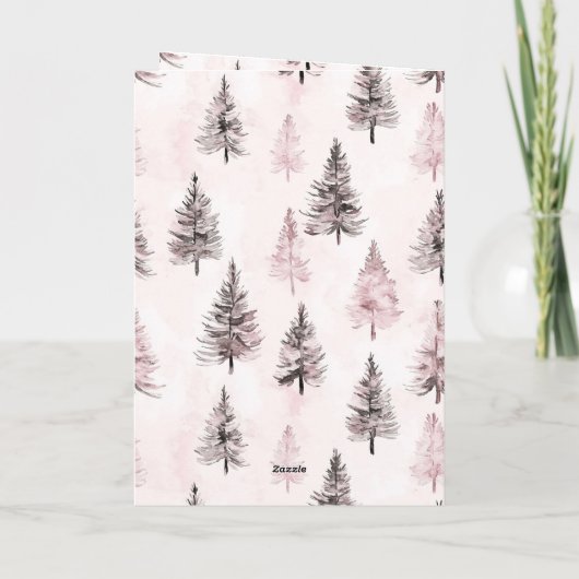 Roze Kerstbomen  Kaart (Achterkant)