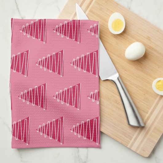 Roze kerstbomen keukenhanddoek (Quarter Fold)