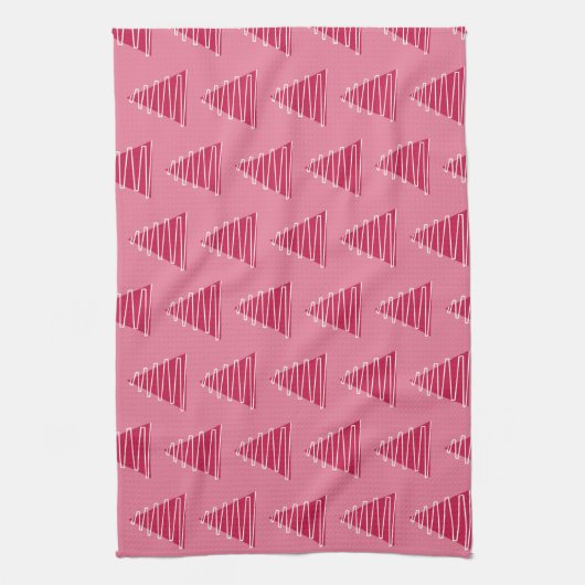 Roze kerstbomen keukenhanddoek (Verticaal)