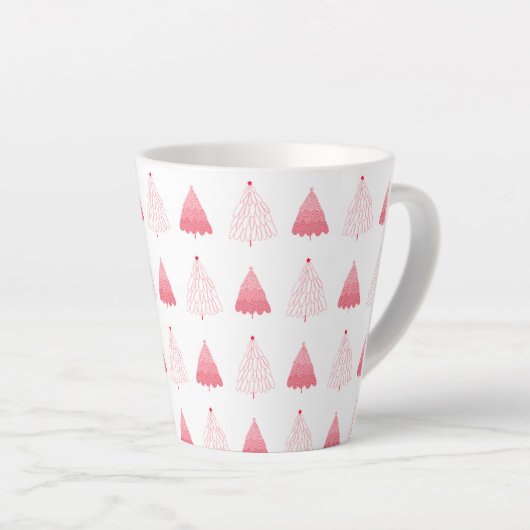Roze kerstbomen latte mok (Rechterhoek)