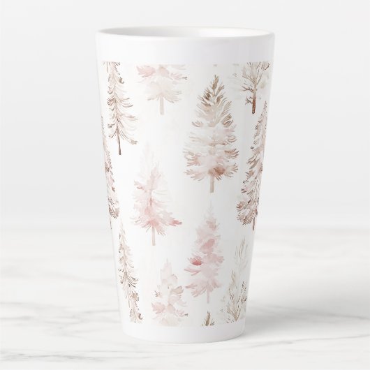 Roze Kerstbomen Latte Mok (Voorkant)