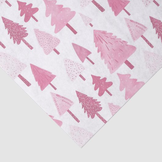 Roze kerstbomen Leuke moderne vakantie Tissuepapier (Detail)
