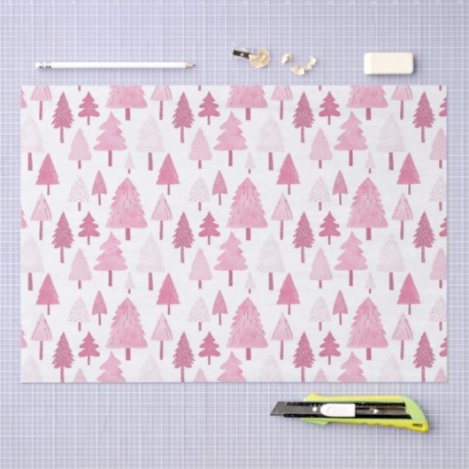 Roze kerstbomen Leuke moderne vakantie Tissuepapier (Craft)