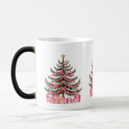Roze kerstbomen magische mok