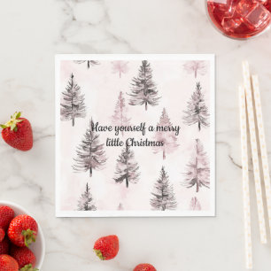 Roze Kerstbomen met Crème Kleur Servet