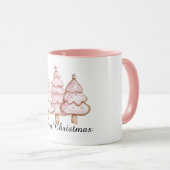 Roze kerstbomen met gouden sterren mok (Voorkant rechts)