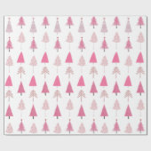 Roze Kerstbomen Modern Patroon Inpakpapier (Vlak)