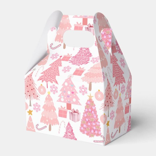 Roze Kerstbomen Patroon Bedankdoosjes (Achterkant)