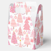 Roze Kerstbomen Patroon Bedankdoosjes (Geopend)