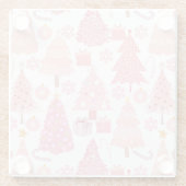Roze Kerstbomen Patroon Glazen Onderzetter (Achterkant)