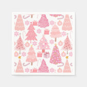 Roze Kerstbomen Patroon Servet (Voorkant)
