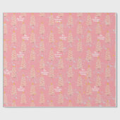 Roze kerstbomen Persoonlijk inpakpapier (Vlak)