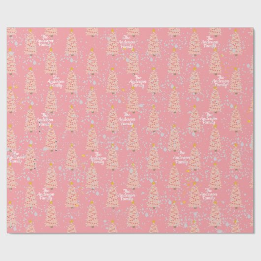 Roze kerstbomen Persoonlijk inpakpapier (Vlak)