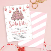 Roze Kerstbomen Santa Baby shower Kaart