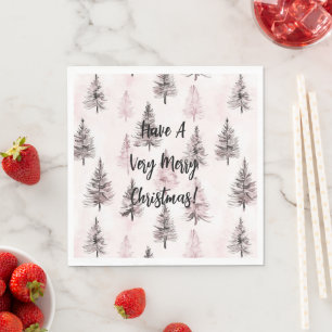 Roze kerstbomen servet