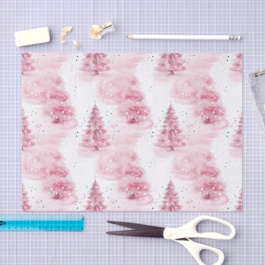 Roze kerstbomen tissuepapier (Craft)