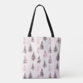 Roze kerstbomen tote bag (Achterkant)