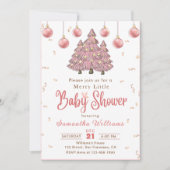 Roze Kerstbomen Vrolijk klein Baby shower Kaart (Voorkant)