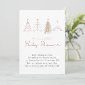 Roze Kerstbomen Winterdennen Baby shower Kaart (Staand voorkant)