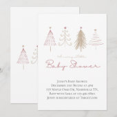Roze Kerstbomen Winterdennen Baby shower Kaart (Voorkant / Achterkant)