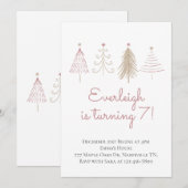 Roze Kerstbomen Winterdennen Verjaardag Kaart (Voorkant / Achterkant)