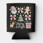 Roze Kerstboog Kerstboom Kerstman Peperkoek Blikjeskoeler (Voorkant)