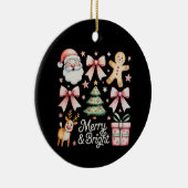 Roze Kerstboog Kerstboom Kerstman Peperkoek Keramisch Ornament (Rechts)