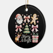 Roze Kerstboog Kerstboom Kerstman Peperkoek Keramisch Ornament (Links)