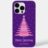 Roze Kerstboom Aangepaste naam Paarse Case-Mate iPhone Case (Achterkant)